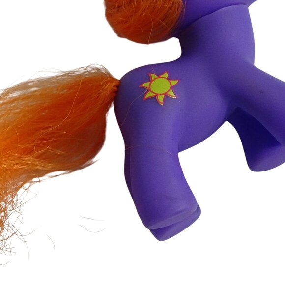 Gi-Go Purple Toy Pony Figurine With Orange Hair Sun Symbol Plastic 2.5 inch - Picture 4 of 6